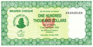 Zimbabwe P-32 100'000 Dollars 01.06.2006