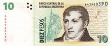 Argentina P-348 10,Pesos ND (1998-2003)