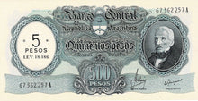 Argentina P-283 5 Pesos on 500 Pesos ND (1969-71)