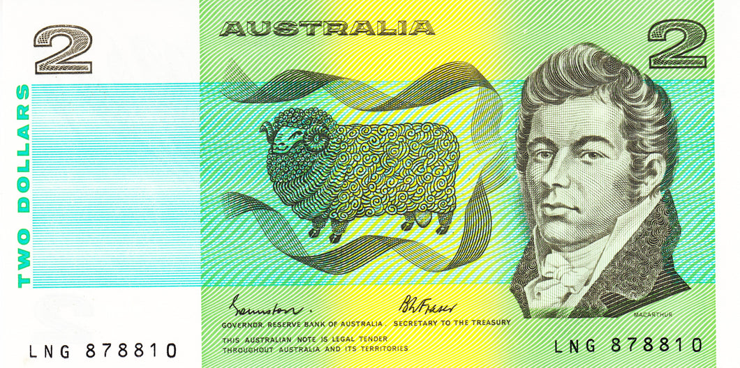 Australia / P-43e /  2 Dollars / ND (1985)