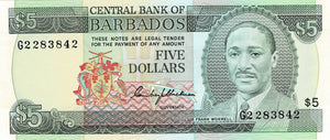 Barbados P-32a 5 Dollars ND (1975)