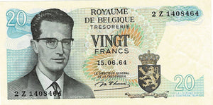 Belgium P-138 20 Francs 15.06.1964