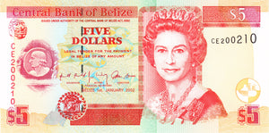 Belize / P-61b / 5 Dollars / 01.01.2002