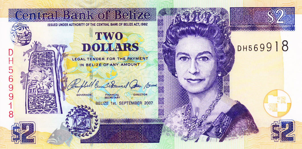 Belize / P-66a / 2 Dollars / 01.09.2007