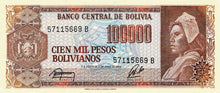 Bolivia P-171a 100'000 Pesos Bolivianos D 05.06.1984
