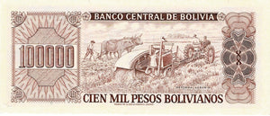 Bolivia / P-171a  / 100'000 Pesos Bolivianos / D 05.06.1984