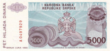 Bosnia-Herzegovina / P-152a / 5'000 Dinara / 1993