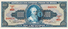 Brazil P-187a 1 Cruzeiro Novo on 1000 Cruzeiros ND (1966-67)