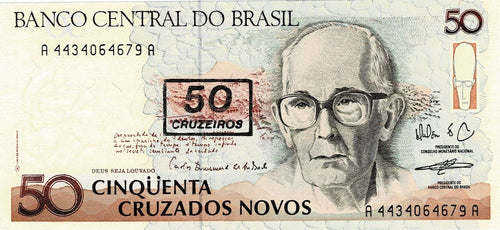 Brazil P-223 50 Cruzeiros on 50 Cruzados Novos