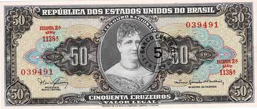 Brazil P-184b 5 Centavos on 100 Cruzeiros ND (1966-67)