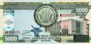 Burundi  P-48 5'000 Francs 2008
