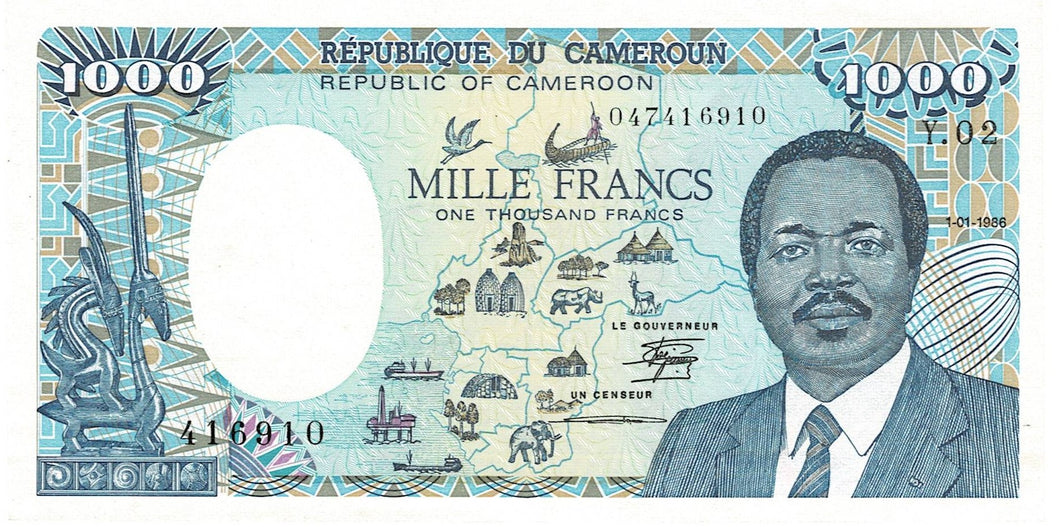 Cameroun P-26a 1000 Francs 01.01.1986