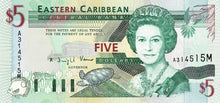East Caribbean P-31m 5 Dollars ND (1994)
