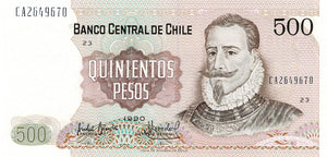 Chile P-153b 500 Pesos 1990