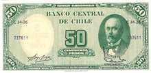 Chile P-126b 5 Centimos on 50 Pesos