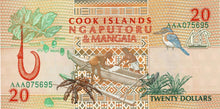 Cook Islands P-9a 20 Dollars ND (1992)