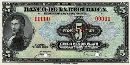 Colombia P-388s 5 Pesos 01.01.1941