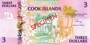 Cook Islands / P-7s / 3 Dollars / ND (1992) / SPECIMEN