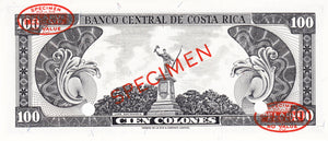 Costa Rica / P-234s / 100 Colones / ND / SPECIMEN
