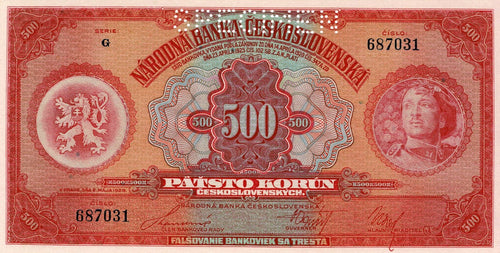 Czechoslovakia P-24s 500 Korun 02.05.1929
