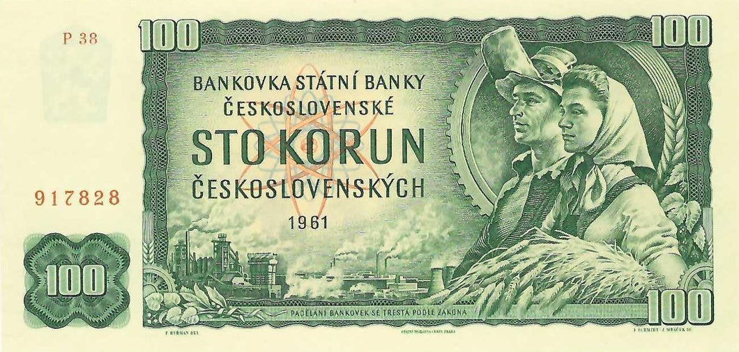 Czechoslovakia P-91b 100 Korun 1961