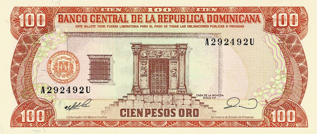 Dominican Republic P-128b 100 Pesos Oro 1993