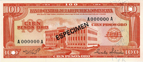 Dominican Rpublic P-113s1 100 Pesos Oro 1975