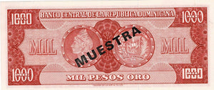 Dominican Republic / P-106s3 / 1000 Pesos Oro / ND (1964-74) / SPECIMEN