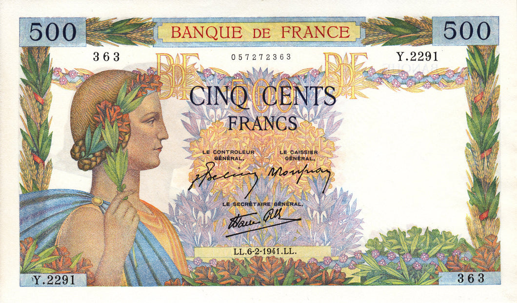 France / P-095b / 500 Francs / 06.02.1941