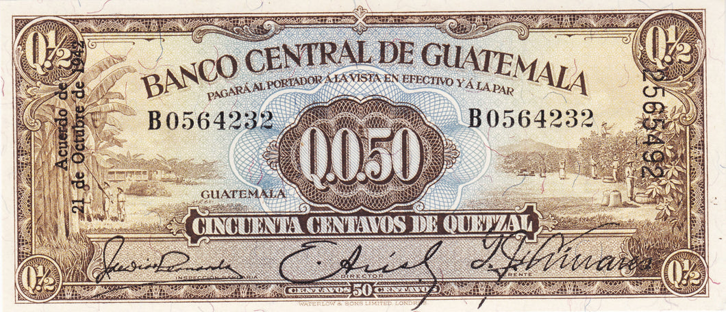 Guatemala / P-013a / 1/2 Quetzal / 21.10.1942