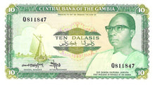 Gambia P-10b 10 Dalasis ND (1987-90)