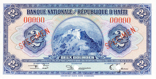 Haiti / P-171s / 2 Gourdes / L.1919 / SPECIMEN