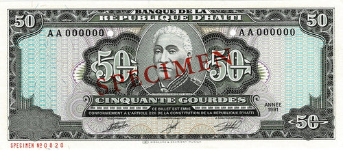 Haiti P-257s 50 Gourdes 1991