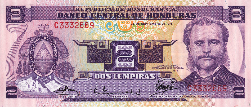 Honduras / P-61 / 2 Lempiras / 23.09.1976 / COMMEMORATIVE