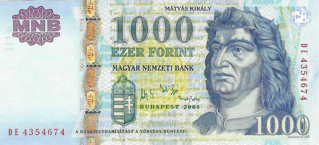 Hungary P-195b 1000 Forint 2006