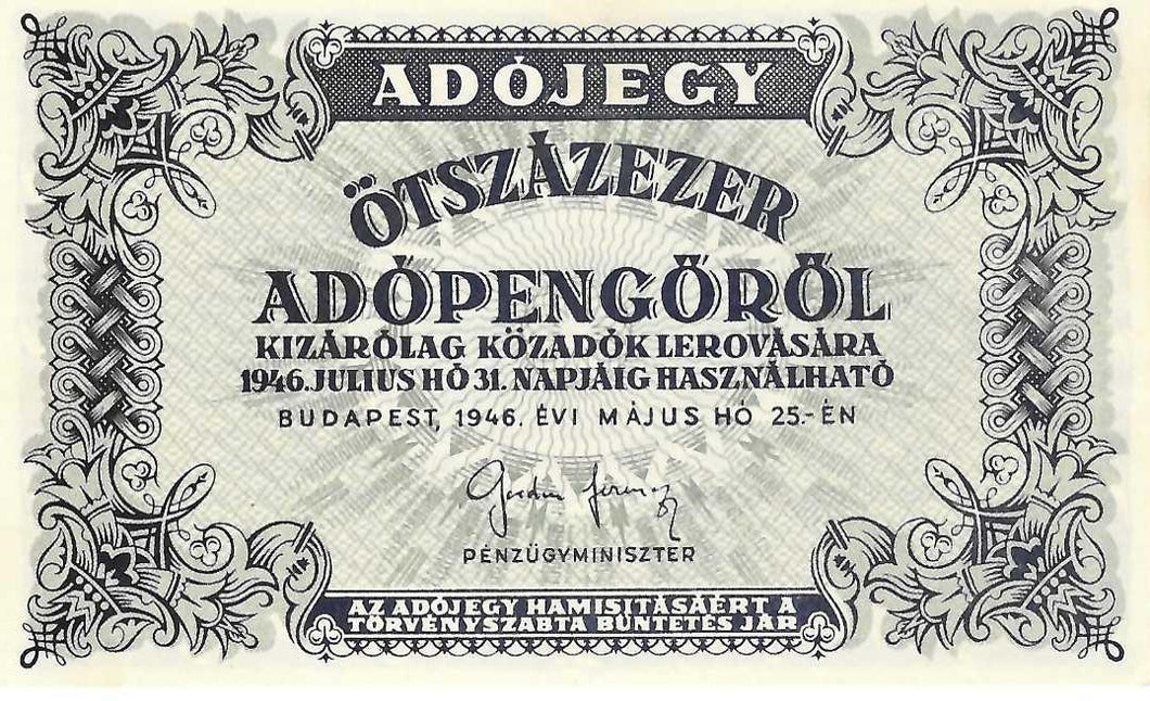 Hungary 500'000 Adopengo 25.05.1946