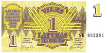 Latvia P-35 1 Rublis 1992