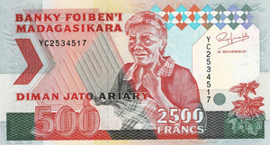 Madagascar P-72Aa 2'500 Francs = 500 Ariary ND (1993)