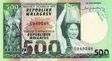 Madagascar P-64a  500 Francs = 100 Ariary ND (1974-75)