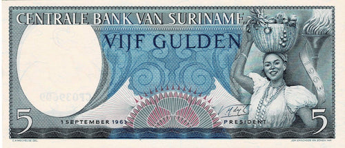 Suriname P-120b 5 Gulden 01.09.1963