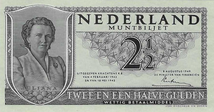 Netherlands P-73 2 1/2 Gulden 08.08.1949