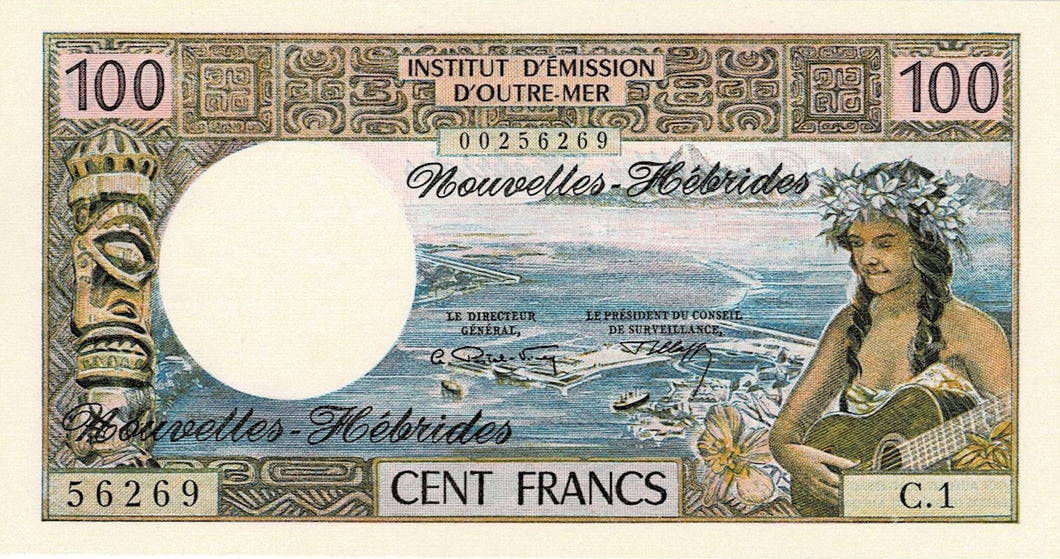 New Hebrides P-18a 100 Francs ND (1975)