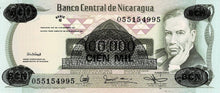 Nicaragua P-149 100'000 Cordobas on 500 Cordobas