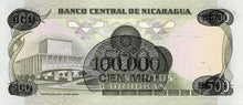 Nicaragua / P-149 / 100'000 Cordobas on 500 Cordobas D 1987