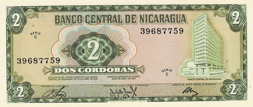 Nicaragua P-121a 2 Cordobas D 1972