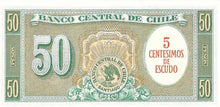 Chile / P-126b / 5 Centimos on 50 Pesos / ND (1960-61)