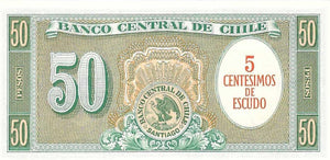 Chile / P-126b / 5 Centimos on 50 Pesos / ND (1960-61)