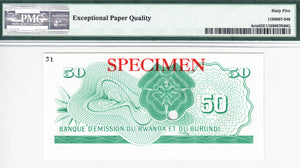 Rwanda-Burundi / P-4cts / 50 Francs / ND (1960) / SPECIMEN