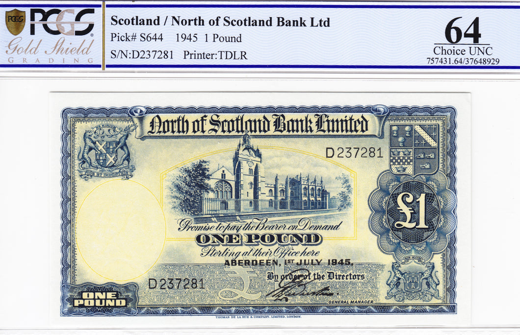 Scotland / P-S644 / 1 Pound / 01.07.1945