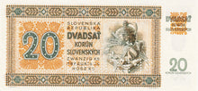 Slovakia / P-07s / 20 Korun / 11.09.1942 / SPECIMEN üz